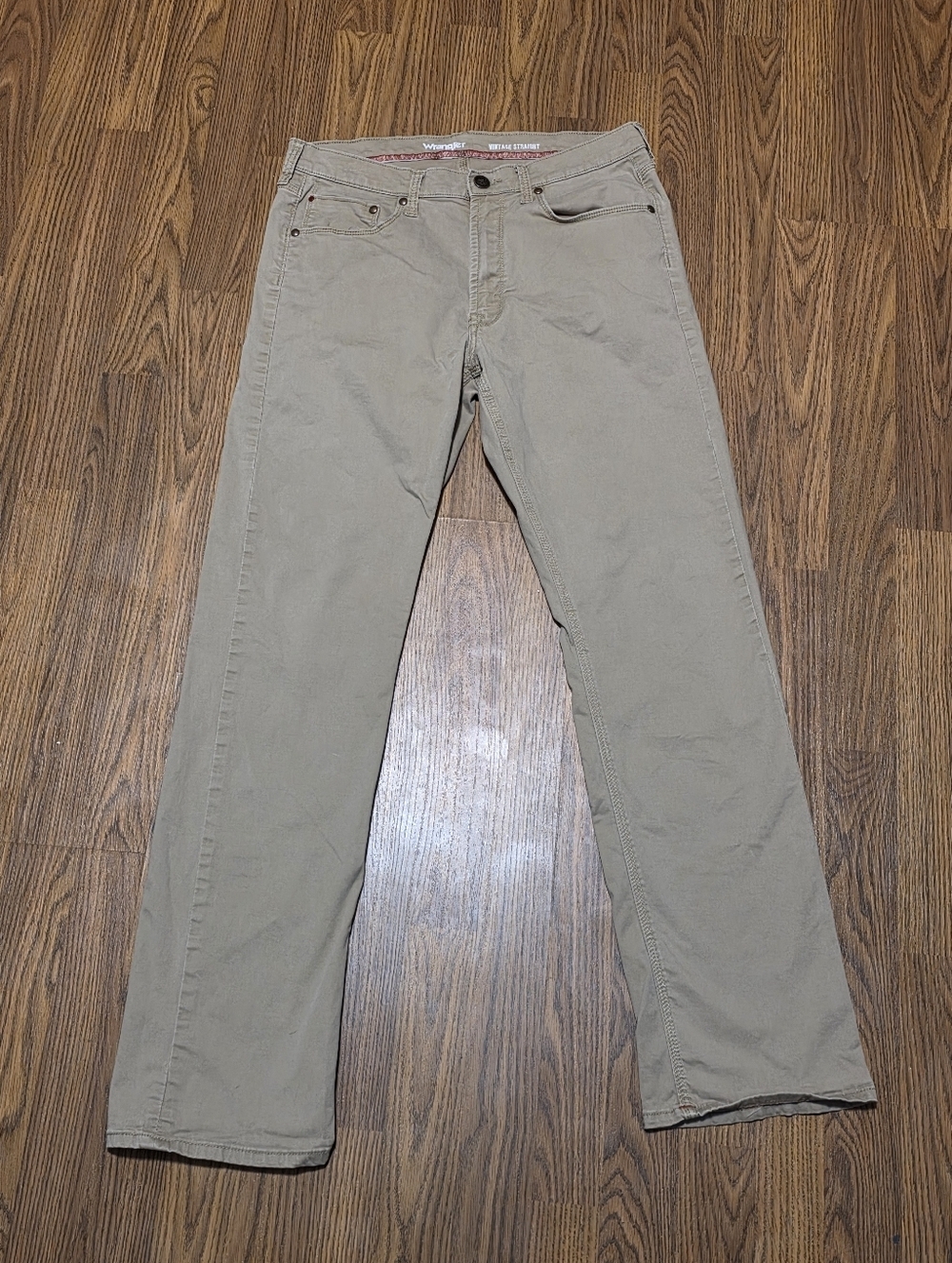 Wrangler Vintage Straight Beige Khaki Stretch Pants 32x32 Casual Workwear B26